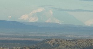 View of Denali from Chena Ridge near Fairbanks. Mountain is so large it looks like clouds.