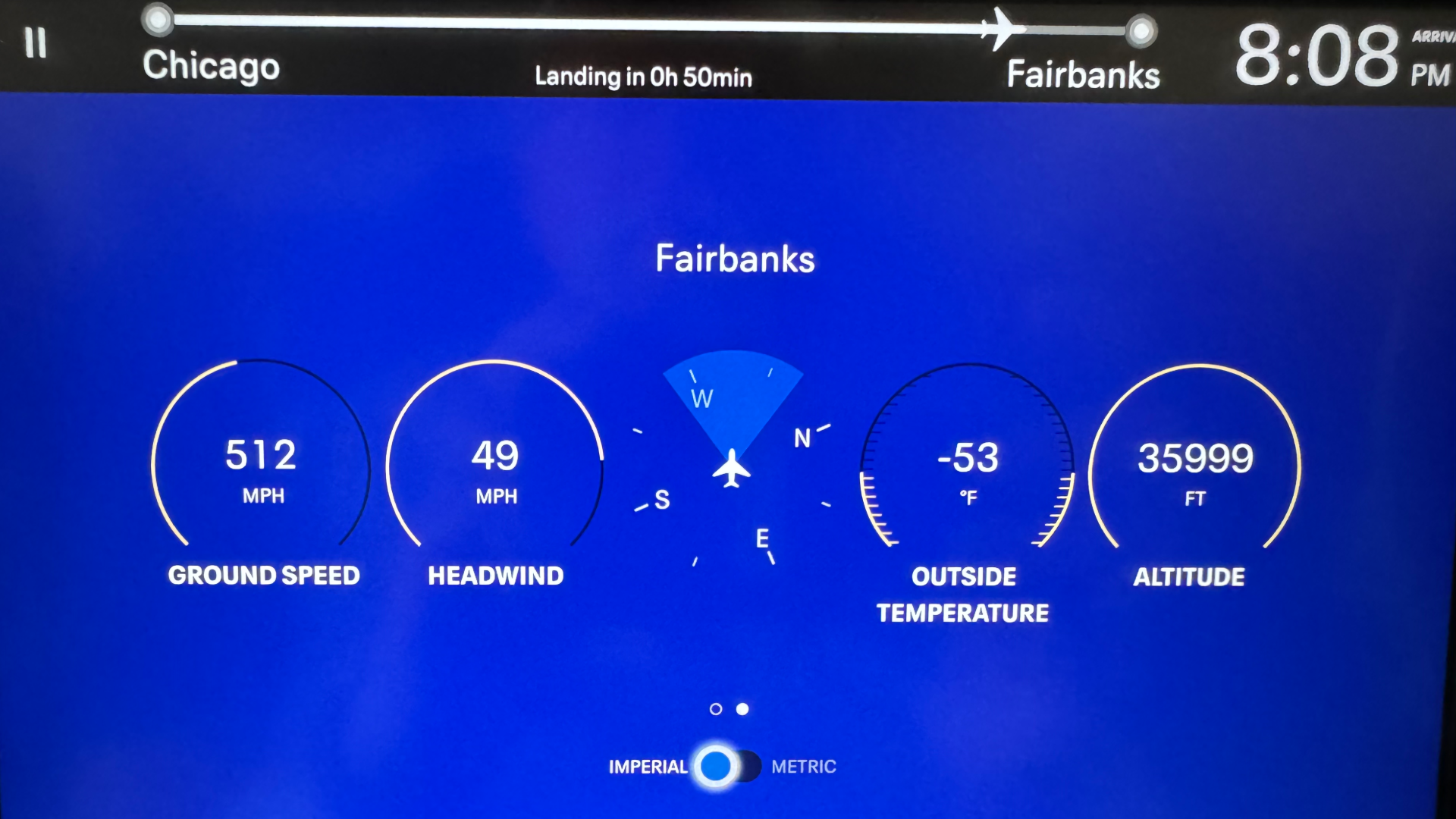 Flight details as we continue to Fairbanks