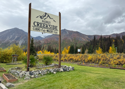 McKinley Creekside Cabins sign